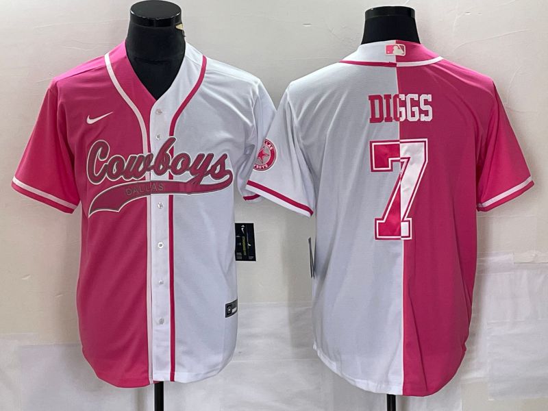 Men Dallas Cowboys 7 Diggs pink white Co Branding Game NFL Jersey